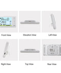 Various views of Wireless Ultrasonic Water Level Sensor With Digital Display And Temperature Readout For Liquid Depth Monitoring Battery Powered Tank Gauge Easy Setup And Real Time Alerts.
