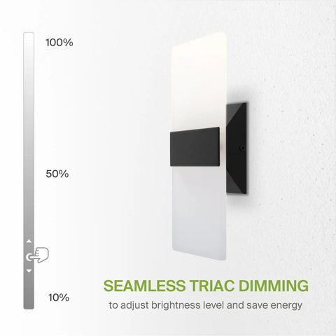 Sleek Dope 15W Dimmable LED Wall Sconce Set, 2700K To 5000K Adjustable Color Temp, UL Listed Black Wall Lights with dimming feature.