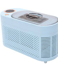 Portable Countertop Mini Ice Maker Makes Ten Snappy Cubes On The Fly In Just Fifteen Minutes With Ultra Quiet Operation, light blue color.