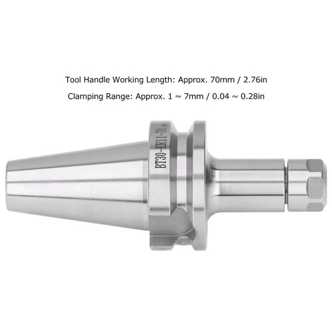 Top Notch Precision Collet Chuck Tool Holder Set 0.005mm For CNC Milling in polished steel, side view showing clamping range.