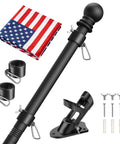 Flag Pole Kit With 3x5 USA Flag 6Ft Heavy Duty Steel Tangle Free Flagpole For Outdoor Home Display With Aluminum Bracket Easy Install