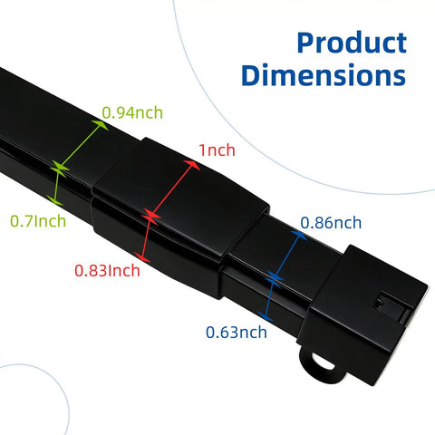 15Ft Retractable Curtain Track Kit With Hooks, Ceiling And Wall Mount, Heavy Duty Telescoping Main Rail For Room Divider, Wardrobe, RV, Hospital, Living Room And Bathroom, Black, product dimensions