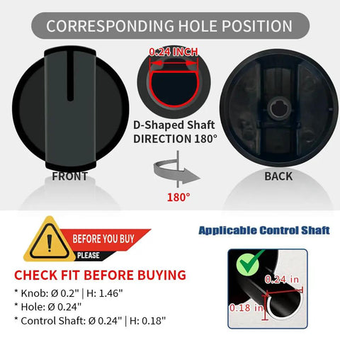Diagram of 4 Pack Black Gas Range Knob Replacement For Whirlpool And Maytag Ranges Stoves And Ovens W10339442 WPW10339442 PS3507188