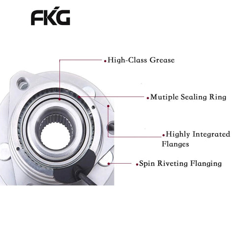 Close-up of Front Wheel Bearing Hub Assembly For 2004-2012 Chevy Malibu ABS with parts labeled including grease and sealing ring.