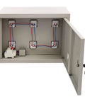Heavy Duty Steel Cell Phone Locker With Integrated Charging Station And Secure Keys Built Like A Tank interior view with USB ports and wiring.