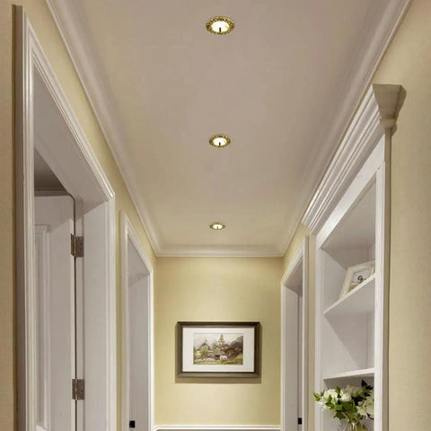 Top Shelf 14 Pack Recessed Led Ceiling Lights With Three Color Dimming And Slick Copper Trim For Modern Living Rooms Energy Saving Ambient Glow Quick Install Solid Home Fixtures in a hallway.