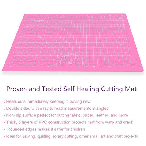 Headley Tools pink self-healing cutting mat, 18x12 inches, double-sided 5-ply for crafts