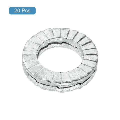 Front view of a manganese steel wedge locking washer for M5 bolts; 20 pcs