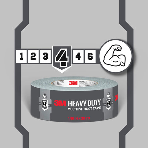 Close-up of Heavy Duty Duct Tape 1.88 in x 45 yd (2 Rolls), Multi-Surface Industrial Adhesive for sealing and reinforcing.