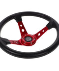 Racing Steering Wheel 14 Inch Aluminum PU Drift Style With Horn Button For Car Golf Cart Truck Simulator Red Sporty Grip