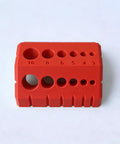 Premium Drill Guide Block For Dead On Straight Holes And Hella Accurate 45 And 90 Degree Angles, red durable alloy alignment tool.