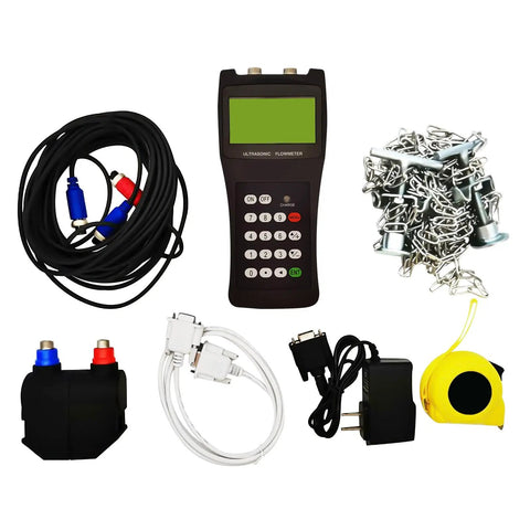 Kickass Boss Level Handheld Ultrasonic Liquid Flow Meter For Seawater And Industrial Sewage With Digital Display components and accessories.