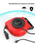 Heavy Duty 50ft Retractable Extension Reel with 14AWG 3C SJTOW Cord Built Tough Triple Tap Outlet and swivel bracket