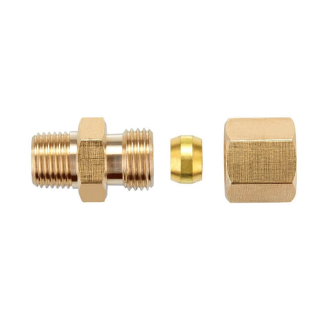Brass compression tube fittings 4-pack; straight coupling adapters for 1/4 in tube OD to 1/4 in NPT male