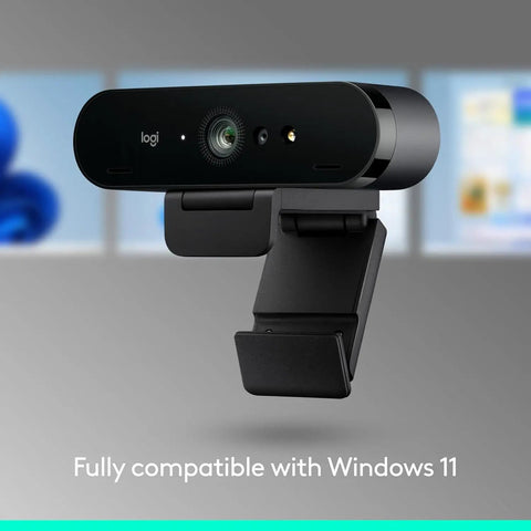 Epic 4K HD Webcam With Autofocus And Five X Digital Zoom Built Straight For Streamers And Remote Pros Featuring Rightlight 3 Auto Exposure Fix And Nailed Color Balance For Hella Crisp Video Calls mounted on monitor with Windows 11.