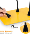 Magnetic Helping Hands Soldering Clamp with strong magnets on heavy duty yellow base plate for stability in projects.