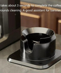 Effortless Electric Portafilter Cleaner Ditches The Messy Scrub And Kicks Out Stale Coffee Grounds In Seconds, close-up view.