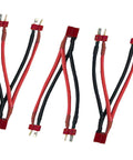 RC T Plug Parallel Connector Kit With 14 AWG 10cm Silicone Cord One Female To Two Male Battery Extension Cables Gold Plated T Plug Series For RC Lithium Battery Power Perfect For Quadcopter And Helicopter Builds