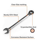 9/16 Inch Ratcheting Combination Wrench SAE Industrial Grade Gear Spanner With 12-Point Design 72-Tooth Ratchet In Chrome Vanadium Steel