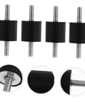 Heavy Duty Threaded Rubber Mounts 4 Pcs Anti Vibration Isolators For Shock Absorption, Heat Resistant, Noise Dampening Silent Blocks For Machines And Equipment, black rubber with metal studs
