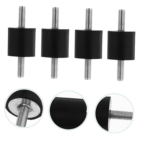 Heavy Duty Threaded Rubber Mounts 4 Pcs Anti Vibration Isolators For Shock Absorption, Heat Resistant, Noise Dampening Silent Blocks For Machines And Equipment, black rubber with metal studs