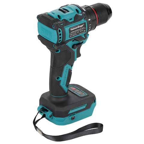 Powerful 18V Cordless Drill Driver with 354 In-Lbs Max Torque, black and turquoise, side view, battery not included