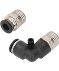 Check Out This Badass Pneumatic Fittings Kit With Push Lock Air Hose Connectors That Crush High Pressure Up To 145Psi For All Your PU PA PE PVC Pipes In Dope Industrial Setups Today. 90-degree push lock pneumatic fitting, metal and black plastic