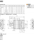 Heavy Duty Round Helical Planetary Gearbox Built Tough Delivers Knockout Torque And Smooth Five To One Reduction For 110Mm Ac Servo Motors With Plug And Play 19Mm Drop In Shaft schematic with dimensions and specifications
