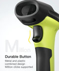 Close-up of the 2D Barcode Scanner Bluetooth Enabled For Fast And Accurate Scanning with a focus on durable button design.