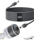 Starlink Mini Automotive Adapter With Three In One Build Featuring Dual Usb C Ports And Ten Foot Dc Power Cord, gray 10ft cable and adapter.