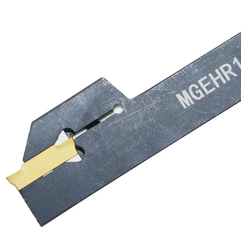 Close-up of Grooving Tool Holder For CNC Lathe With 0.63 Inch Shank And Three MGMN300 Cemented Carbide Blades, Built From High Grade Alloy Steel.