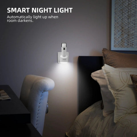 Emergency LED Flashlight 3 Pack Go To Power Failure Light With Plug In Rechargeable Work Light in bedroom on wall