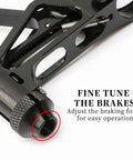 Close-up of black adjustable bicycle brake lever with fine-tuning adjustment for Ultralight Bicycle Brake Levers For 22.2mm Handlebars Extended Handle BMX Road MTB Levers Dope Upgrade For Adults And Kids Lightweight One Pair In Red Universal Fit For Mountain Road And Hybrid Bikes