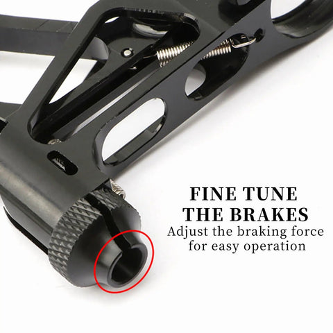 Close-up of black adjustable bicycle brake lever with fine-tuning adjustment for Ultralight Bicycle Brake Levers For 22.2mm Handlebars Extended Handle BMX Road MTB Levers Dope Upgrade For Adults And Kids Lightweight One Pair In Red Universal Fit For Mountain Road And Hybrid Bikes
