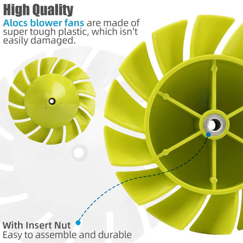 Close-up of 2 Pack Replacement Blower Fan For Ryobi One Plus 18V Leaf Blowers P2108 P21081 P21081VN P21081VNM Easy Install