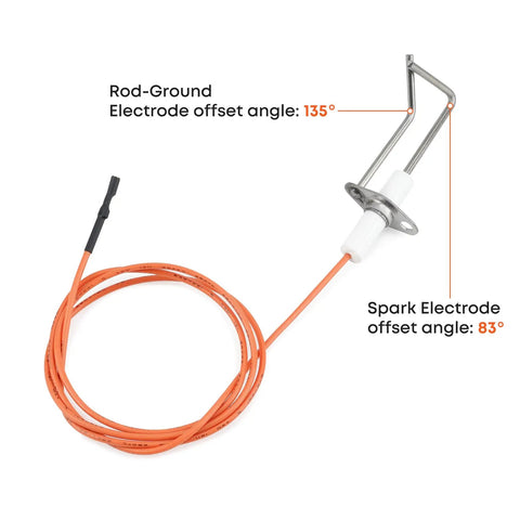 Flame Sensor Igniter Sensing Rod Replacement For Furnace Direct Spark Ignition Compatible With Rheem 62-24164-01, angles shown