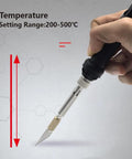 Afantti 31 Piece Electric Hot Knife Foam Cutter Kit with adjustable temperature settings from 200 to 500 Celsius, detailed view.