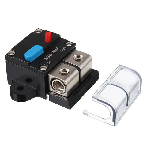 Heavy Duty 150 Amp DC Circuit Breaker With Manual Reset For Car Audio, RV, Marine And Boat Systems, 12-48 Volt, 0-8 Gauge Wire, Self Recovery Overload Protector For Auxiliary DC Circuits, 150A