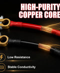 Heavy Duty 2AWG Battery Power Cables Set With Pure Copper Lugs And Connector Clamps For 12V 24V Cars Trucks Boats RV Plus Straight Up Reliable Electrical Hookup Everyday, showing red and black cables.