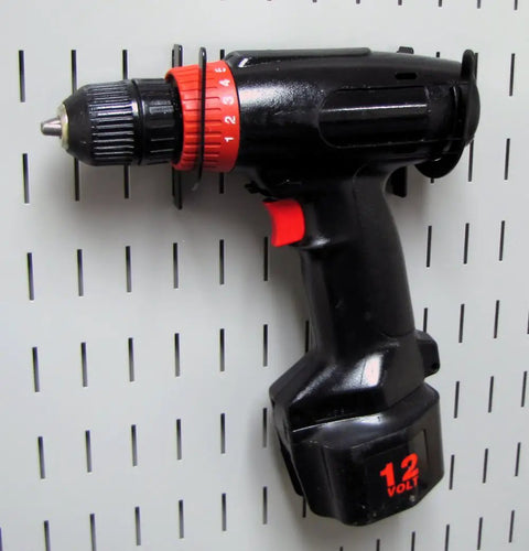 Slotted Pegboard U Hook 3 Inch For Slotted Tool Boards Heavy Duty Metal Wall Hook With Black Finish secures black 12V drill