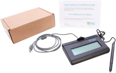 Professional USB Signature Capture Pad With Crisp LCD Display Kickass Rugged Signing Zone Tight Portability alongside installation guide and USB cable.