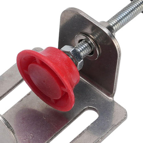 Adjustable Stainless Steel Cabinet Door Alignment Jig Tool For Pro Grade Precise Installations close-up view of red guide