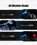 Rechargeable Bike Lights For Night Riding Ultra Bright Front And Rear LED Headlight And Taillight 2 Pack in rain, snow, night