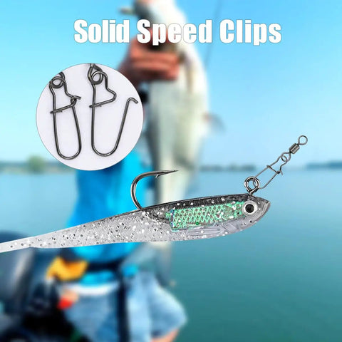 Speed Clips Fishing Lures 50 Pack Stainless Steel Snaps Swivels With Rolling Ball Bearing Barrel Swivel For Freshwater And Saltwater Quick Change Design 24 Pound Test Durable Lure Swap Kit on fishing lure