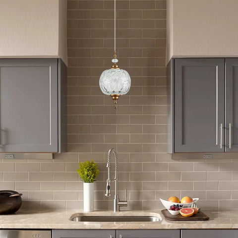 Antique Glass Pendant Light Modern Vintage Style Brass Hardware Hardwired Ceiling Fixture for Kitchen Island