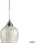 Fusion Mini Pendant Light 1 Light With Satin Nickel Finish And Silver Mosaic Glass, Transitional Ceiling Fixture for Kitchen