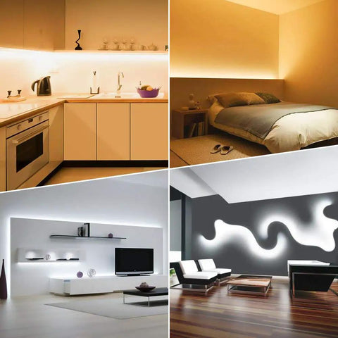 20ft Tunable White LED Strip Light Kit With Dimmable 3000K to 6500K Range, 24V Tape Light in kitchen, bedroom, living room setup