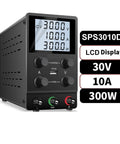Adjustable DC Power Supply For Lab Bench, 30V 10A Variable Output With 15V 60V 120V Modes, Stabilized, Low Ripple, 3 Digit Display