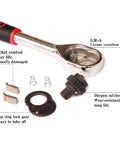 Compact Quarter Inch Drive Ratchet Socket Set with ten metric sockets from four to thirteen millimeters, ratchet components shown