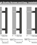 Screw size chart for 30 Pack Matte Black T Bar Cabinet Pulls, 6 Inch Length, Stainless Steel Dresser Drawer Pulls with 3-3/4 Inch Hole Centers
